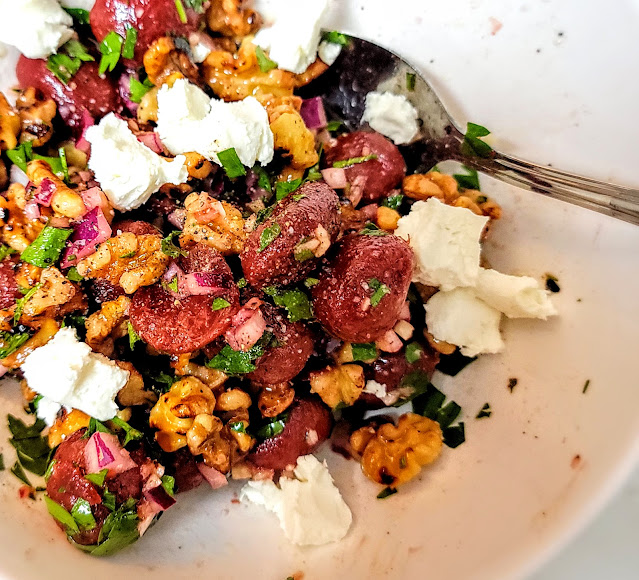 Pickled Beets, Walnuts, Goat Cheese. Condiment or Salad